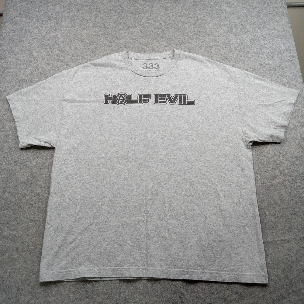 Half Evil 333 Shirt Mens 2XL Gray Black Graphic Tee Streetwear Logo Casual Top